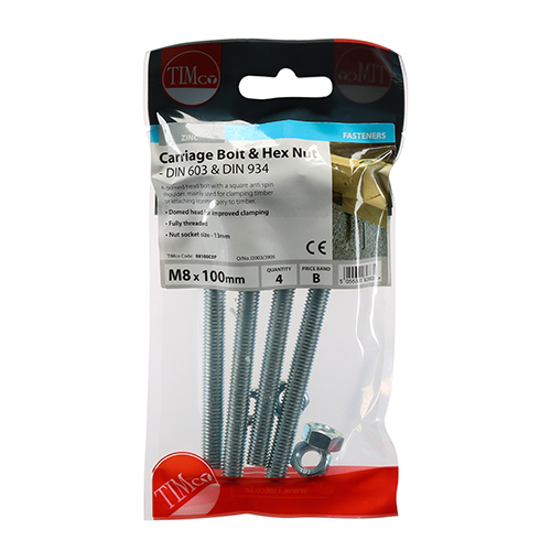 Carriage Bolt & Hex Nut - BZP - Image 2
