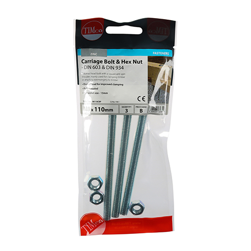 Carriage Bolt & Hex Nut - BZP - Image 2