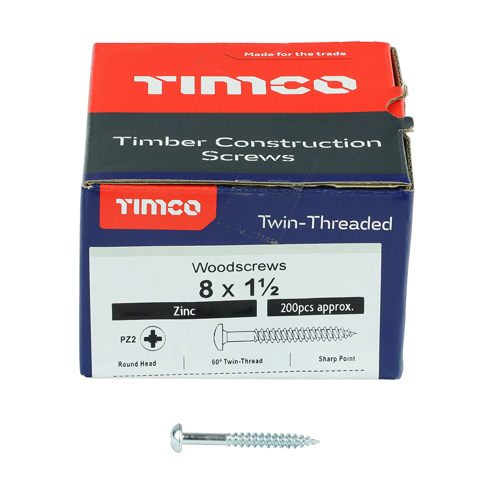 Twin Woodscrew PZ2 RND Zinc - Image 3