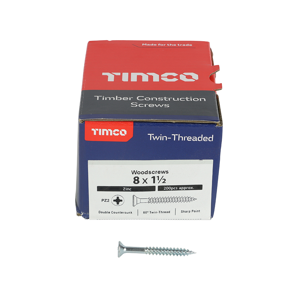 Twin Woodscrew PZ2 CSK Zinc - Image 3