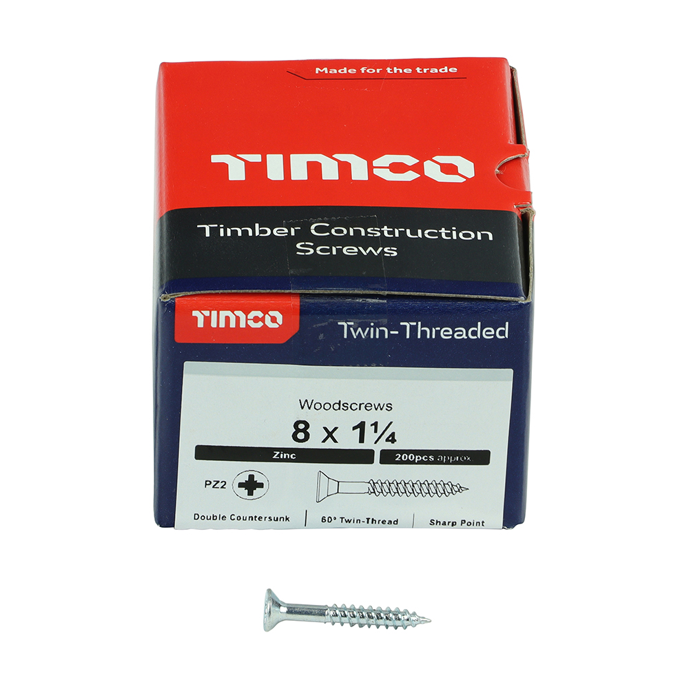 Twin Woodscrew PZ2 CSK Zinc - Image 3