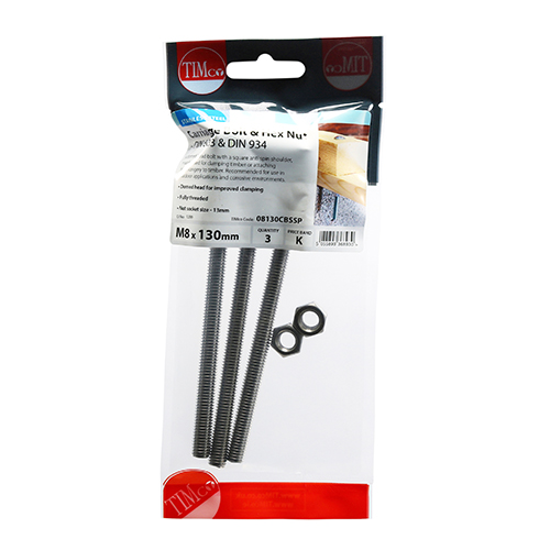 Carriage Bolt & Hex Nut -A2 SS - Image 2