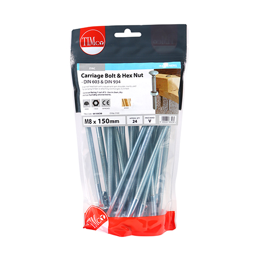Carriage Bolt & Hex Nut - BZP - Image 2