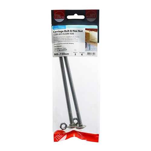 Carriage Bolt & Hex Nut -A2 SS - Image 2
