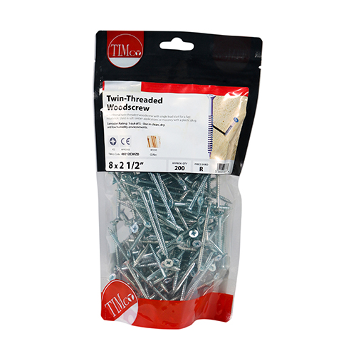 Twin Woodscrew PZ2 CSK - BZP - Image 2