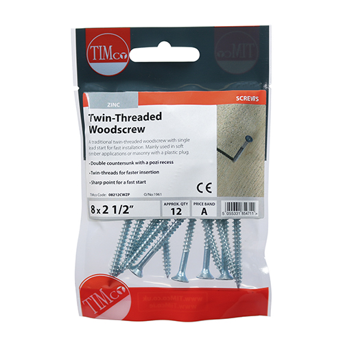 Twin Woodscrew PZ2 CSK - BZP - Image 2