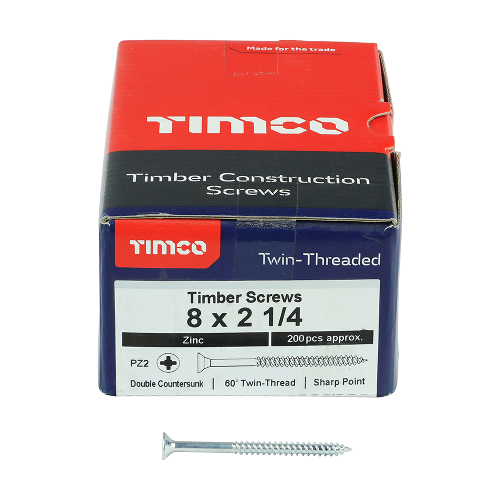 Twin Woodscrew PZ2 CSK Zinc - Image 3