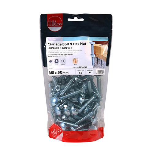 Carriage Bolt & Hex Nut - BZP - Image 2