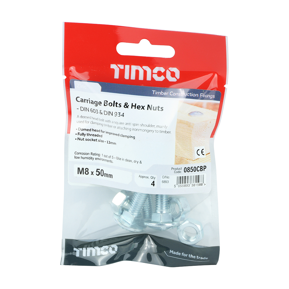 Carriage Bolt & Hex Nut - BZP - Image 2