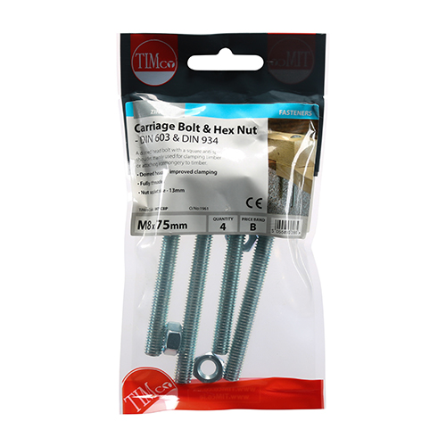 Carriage Bolt & Hex Nut - BZP - Image 2