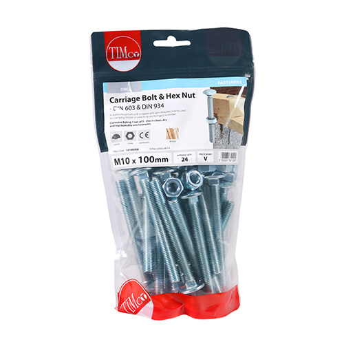 Carriage Bolt & Hex Nut - BZP - Image 2
