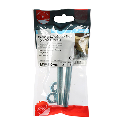 Carriage Bolt & Hex Nut - BZP - Image 2