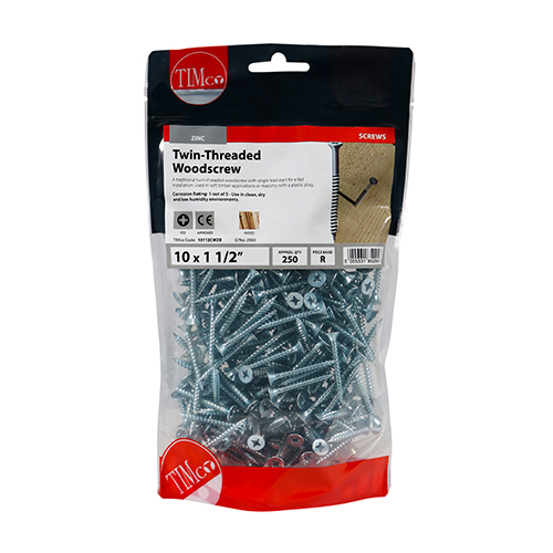 Twin Woodscrew PZ2 CSK - BZP - Image 2