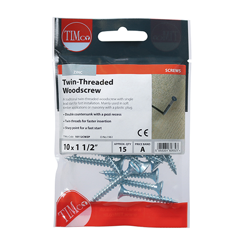 Twin Woodscrew PZ2 CSK - BZP - Image 2