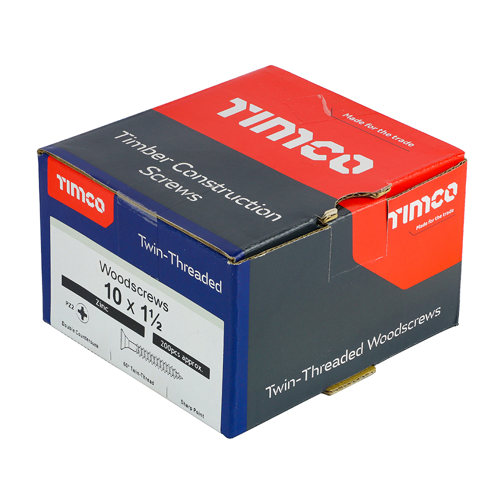 Twin Woodscrew PZ2 CSK Zinc - Image 2