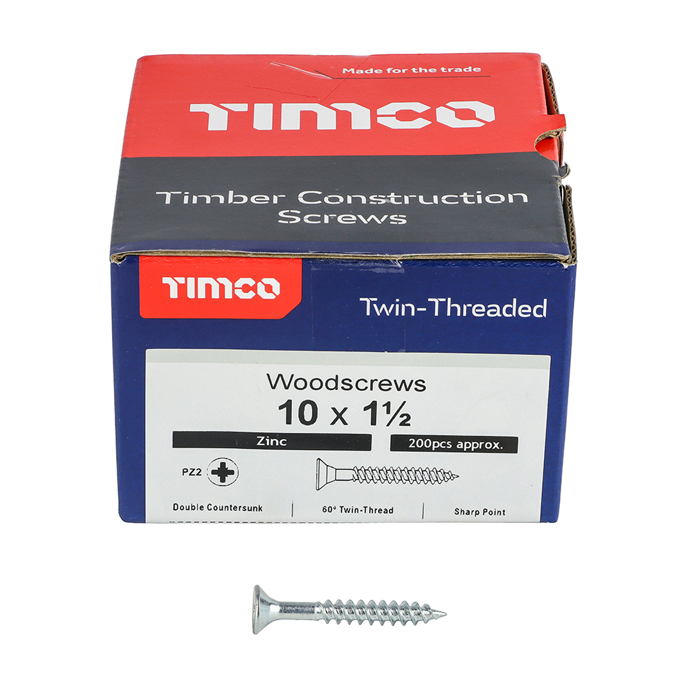 Twin Woodscrew PZ2 CSK Zinc - Image 3