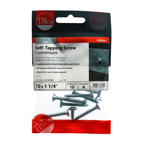 S/Tapping Screw PZ2 CSK - BZP - Image 2