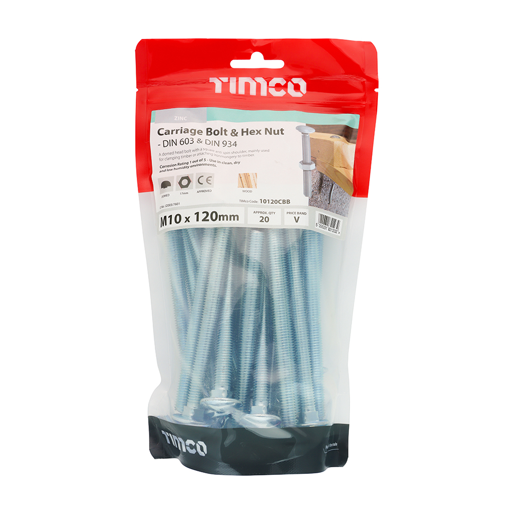 Carriage Bolt & Hex Nut - BZP - Image 2