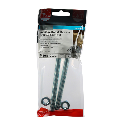 Carriage Bolt & Hex Nut - BZP - Image 2