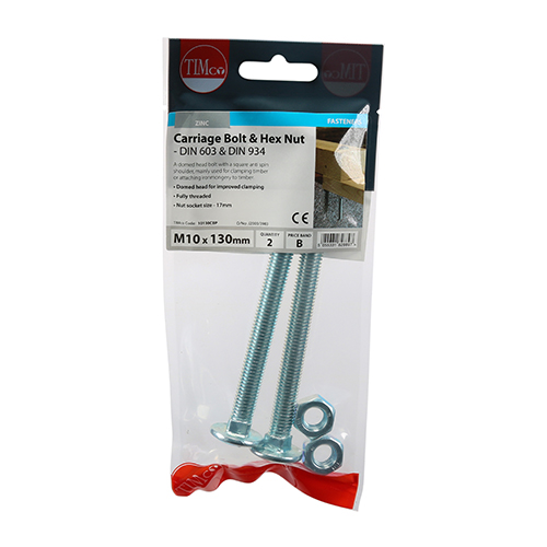 Carriage Bolt & Hex Nut - BZP - Image 2