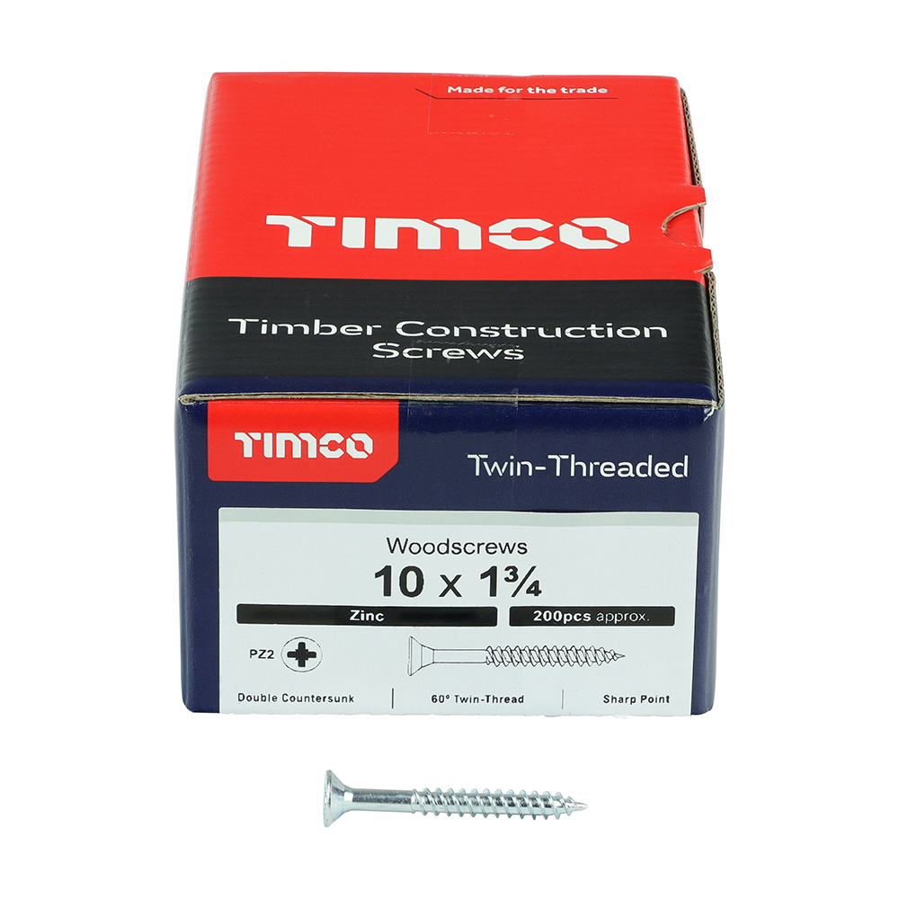 Twin Woodscrew PZ2 CSK Zinc - Image 3