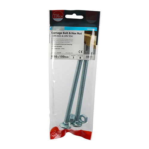 Carriage Bolt & Hex Nut - BZP - Image 2