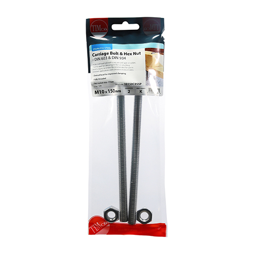 Carriage Bolt & Hex Nut -A2 SS - Image 2