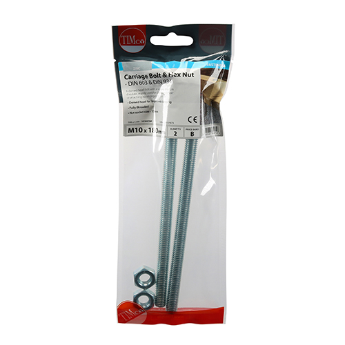 Carriage Bolt & Hex Nut - BZP - Image 2