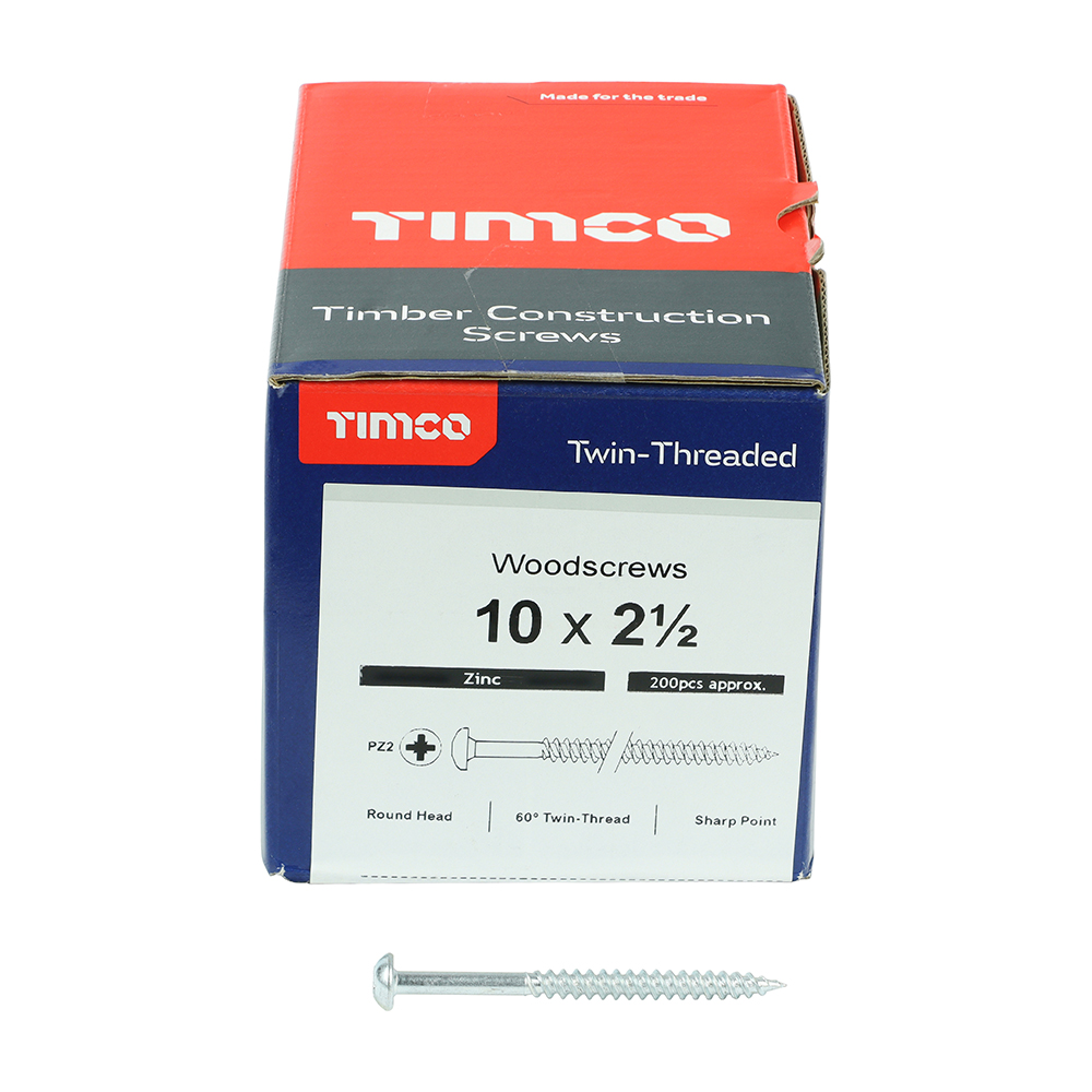 Twin Woodscrew PZ2 RND Zinc - Image 3