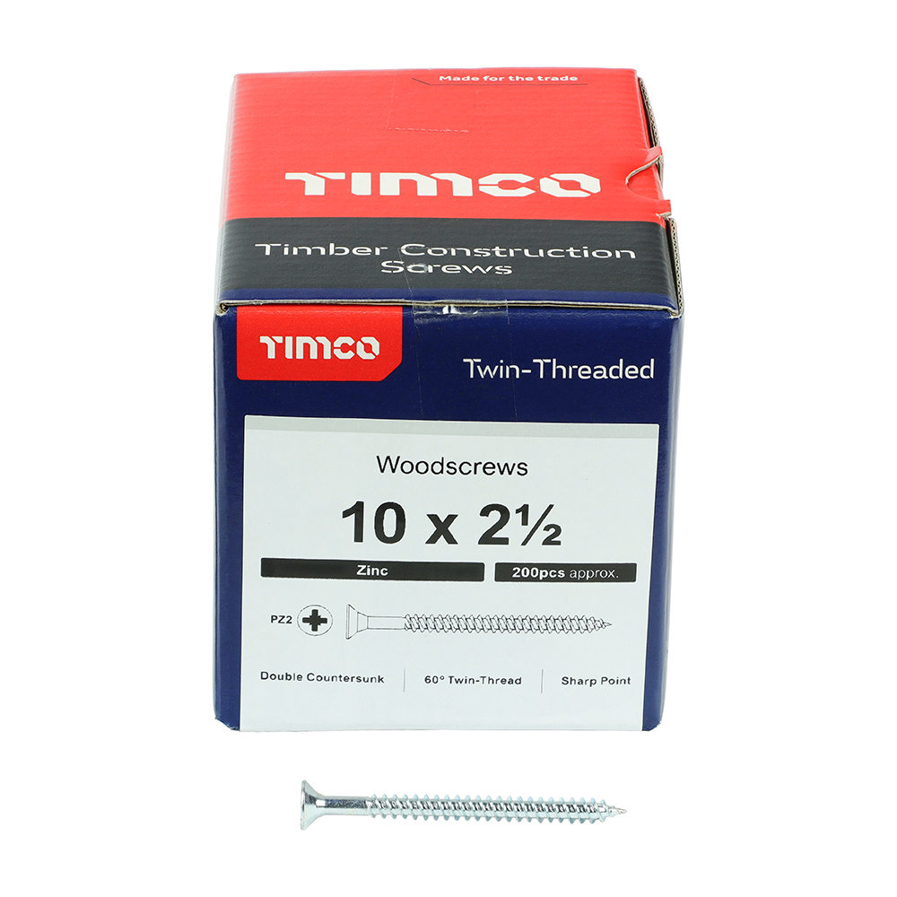 Twin Woodscrew PZ2 CSK Zinc - Image 3