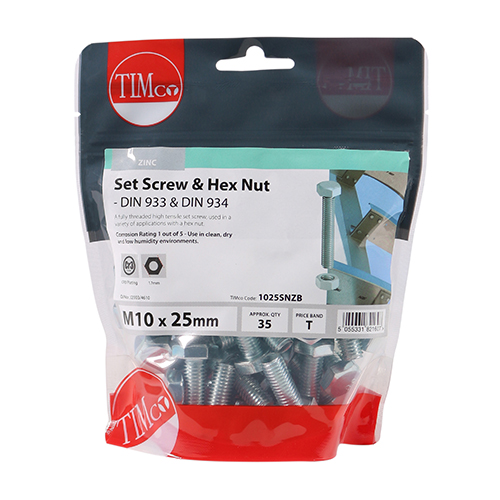 Set Screw & Hex Nut - BZP - Image 2