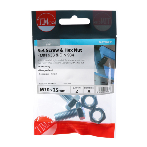 Set Screw & Hex Nut - BZP - Image 2