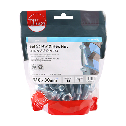 Set Screw & Hex Nut - BZP - Image 2