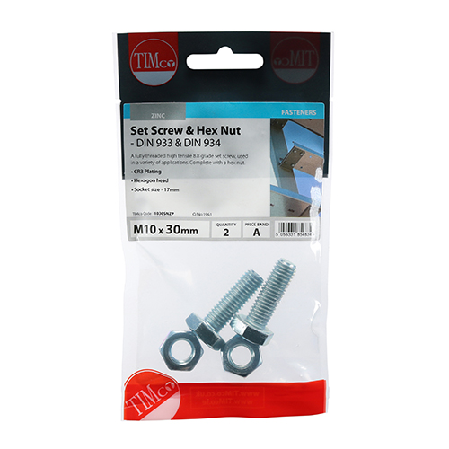 Set Screw & Hex Nut - BZP - Image 2