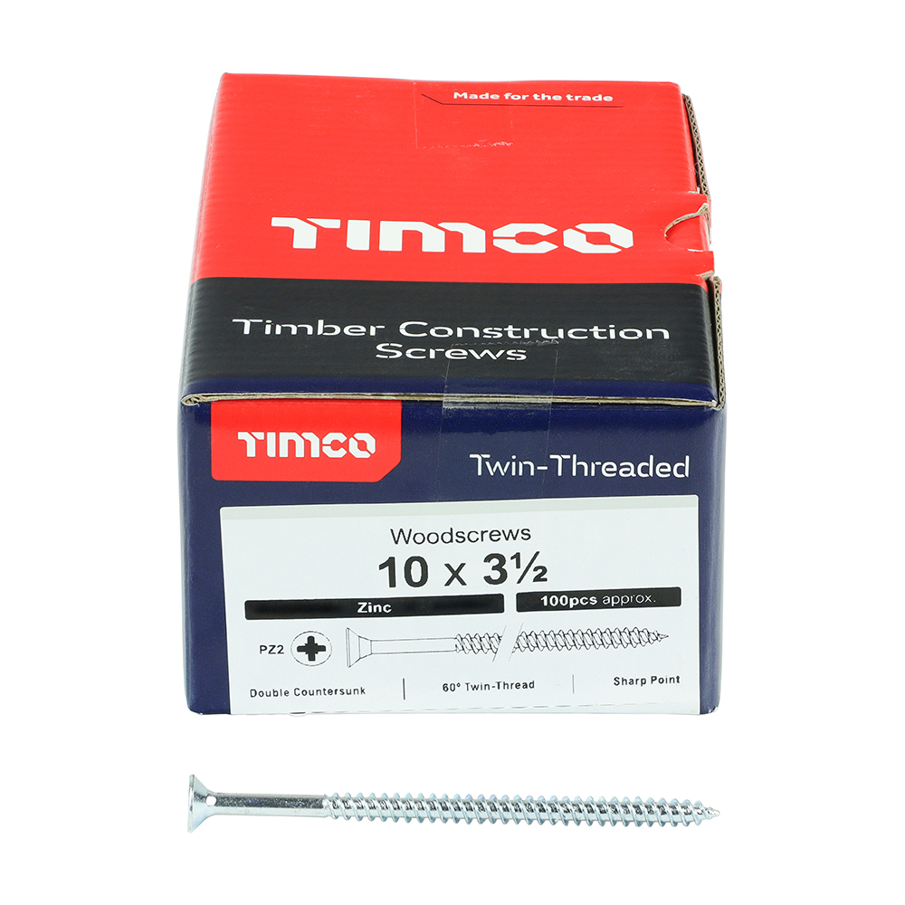 Twin Woodscrew PZ2 CSK Zinc - Image 3