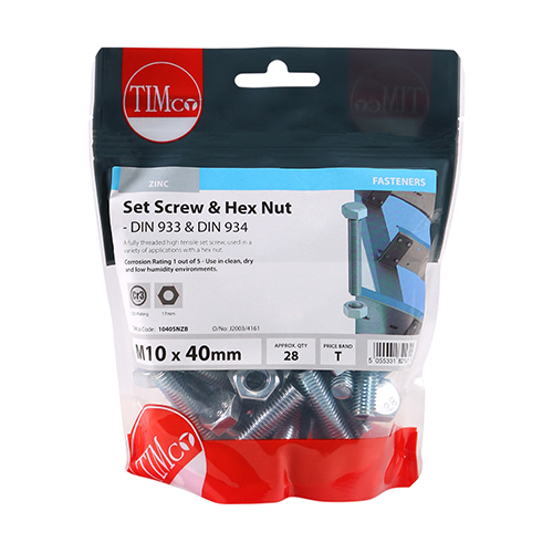 Set Screw & Hex Nut - BZP - Image 2