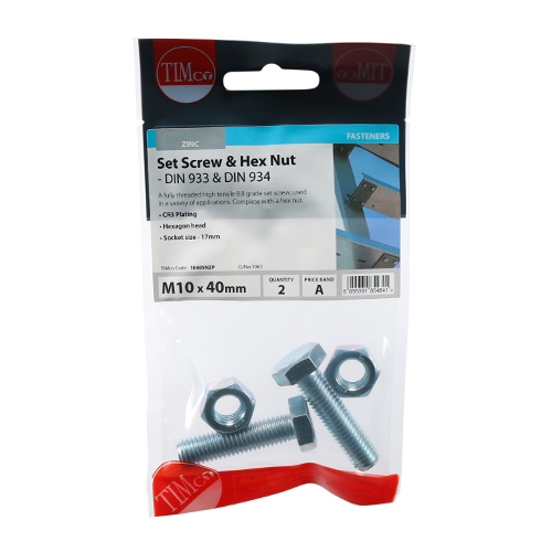 Set Screw & Hex Nut - BZP - Image 2
