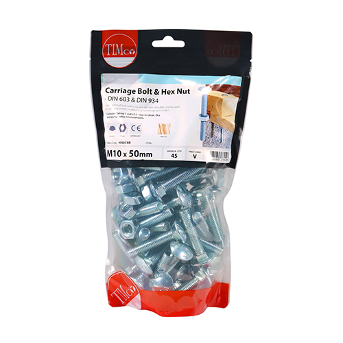 Carriage Bolt & Hex Nut - BZP - Image 2