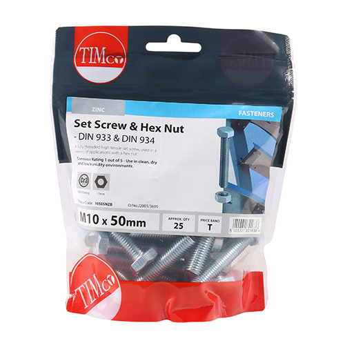 Set Screw & Hex Nut - BZP - Image 2