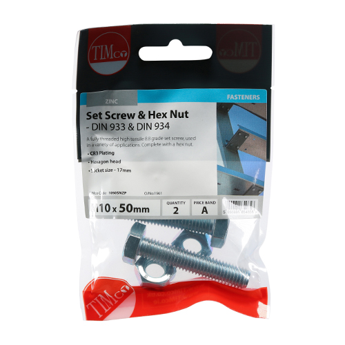 Set Screw & Hex Nut - BZP - Image 2