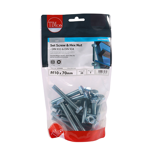 Set Screw & Hex Nut - BZP - Image 2
