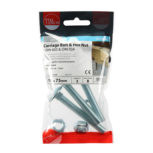 Carriage Bolt & Hex Nut - BZP - Image 2