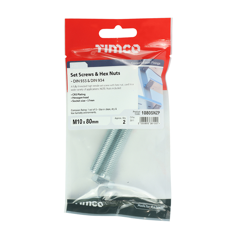 Set Screw & Hex Nut - BZP - Image 2