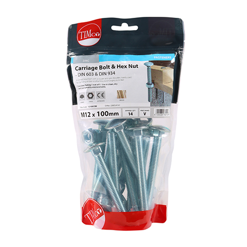 Carriage Bolt & Hex Nut - BZP - Image 2