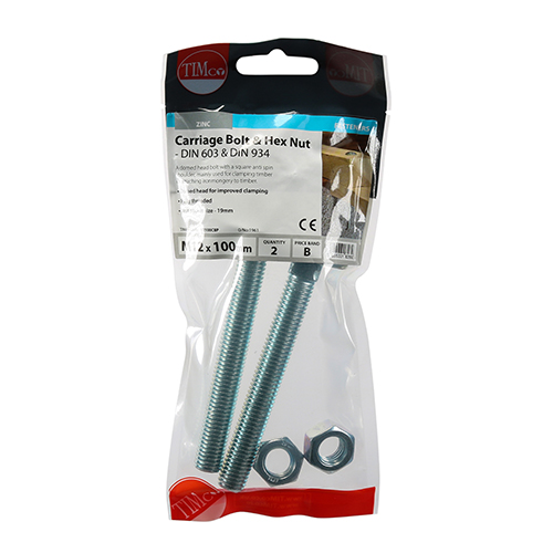Carriage Bolt & Hex Nut - BZP - Image 2
