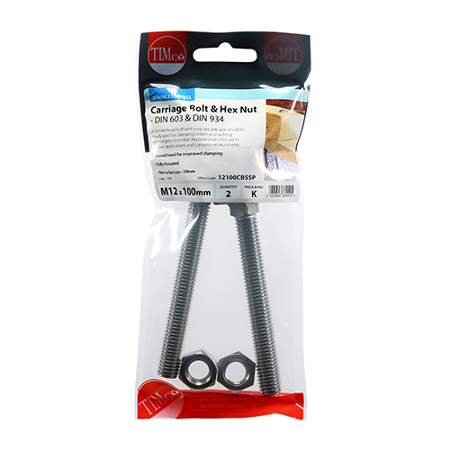 Carriage Bolt & Hex Nut -A2 SS - Image 2