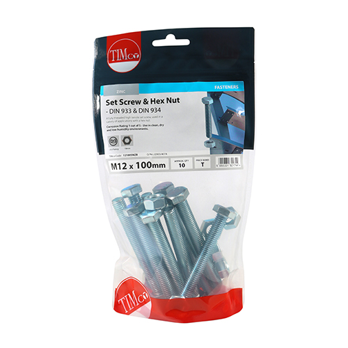 Set Screw & Hex Nut - BZP - Image 2