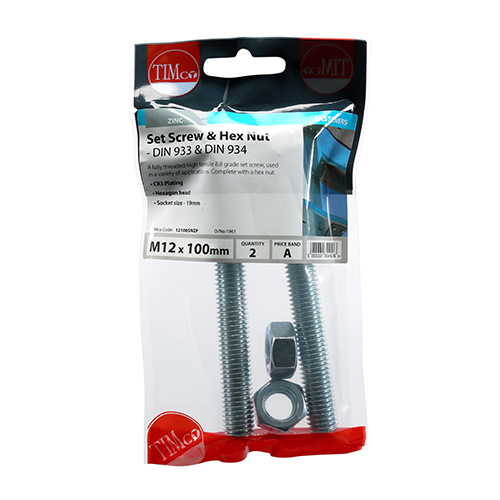 Set Screw & Hex Nut - BZP - Image 2