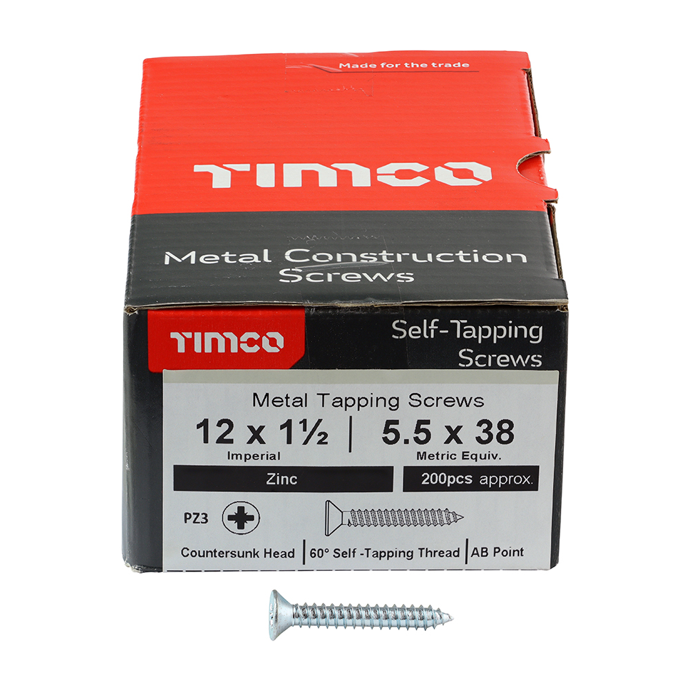 S/Tapping Screw PZ3 CSK Zinc - Image 3