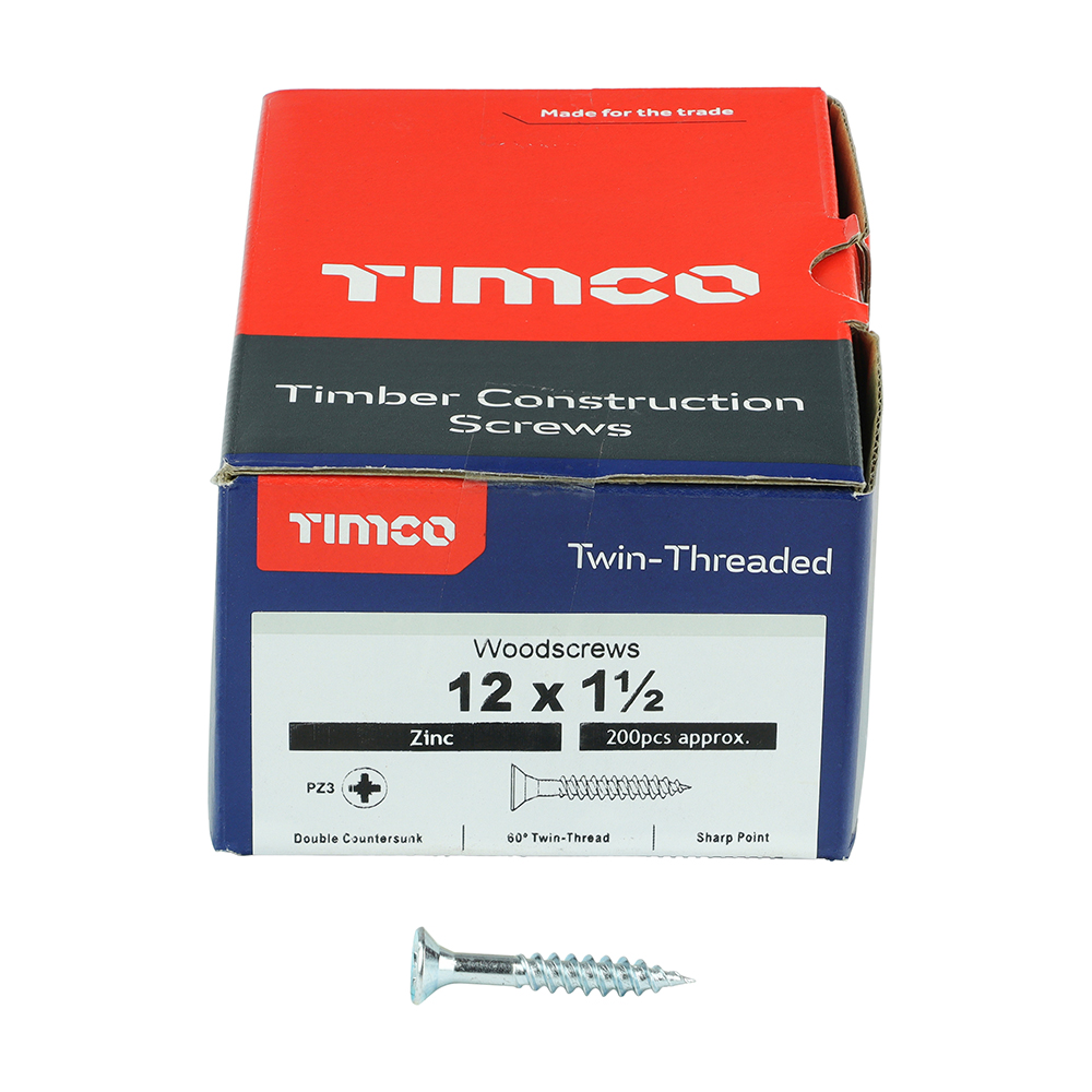 Twin Woodscrew PZ3 CSK Zinc - Image 3